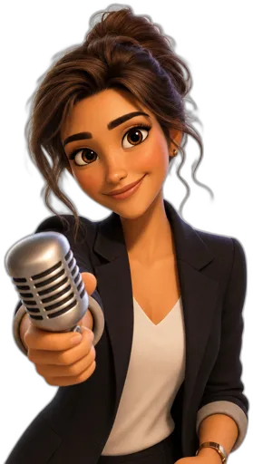 Margot with a microphone